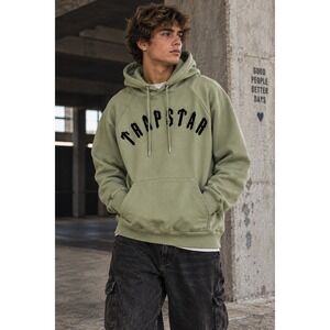 Trapstar London Arched Logo Hoodie Sage Green Mens Large Pullover Streetwear